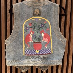 Hand Painted Denim Vest w/ Cats